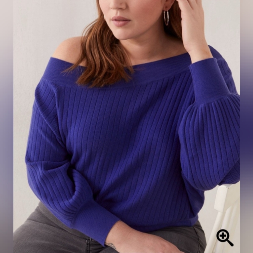 Asymmetrical Off Shoulder Sweater - Picture 1 of 4